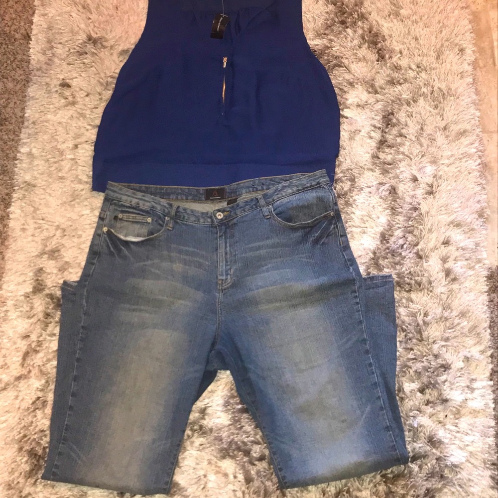 Ashley Stewart Distressed Bootcut Jeans